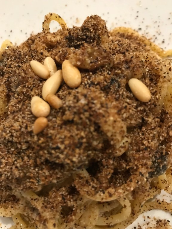 Pasta with toasted breadcrumbs and pine nuts at Osteria I'Ciocio, Suvereto