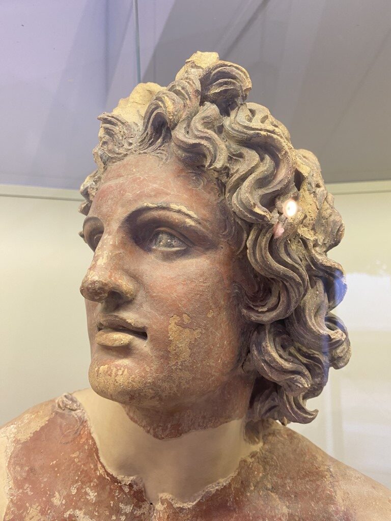Painted terracotta bust of a young hero or deity, Villa Giulia Etruscan Museum, Rome