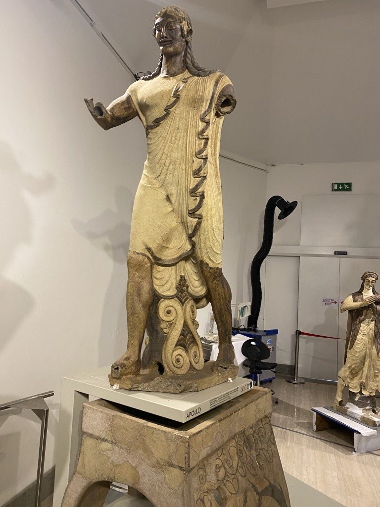 Apollo of Veii terracotta statue on display at the National Etruscan Museum of Villa Giulia, Rome