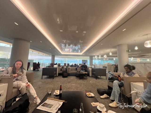 Spacious seating area inside the Pau Casals VIP Lounge at Barcelona El Prat Airport