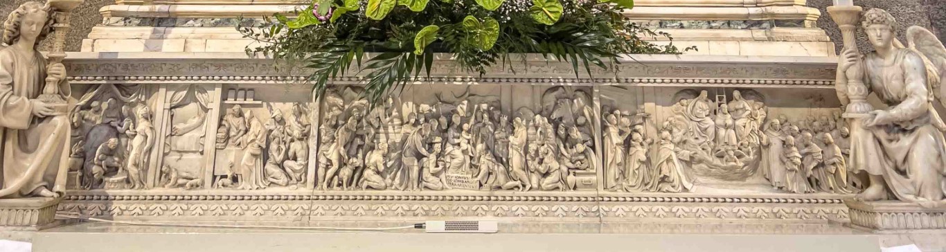 Marble bas-relief base of the Ark of Saint Dominic, depicting the Translation of the relics, Bologna