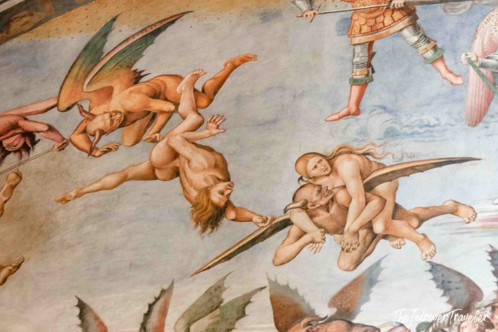Detail of Luca Signorelli's apocalypse fresco in Orvieto Cathedral, showing winged demons seizing souls