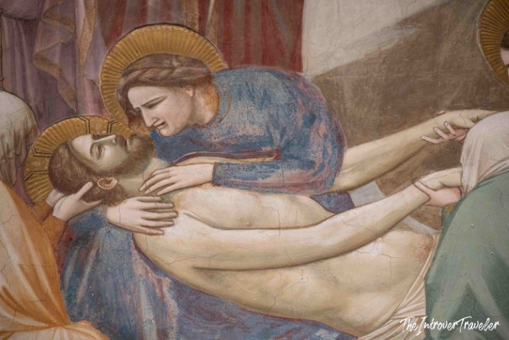 Detail of the Lamentation of Christ fresco by Giotto in the Scrovegni Chapel, Padua