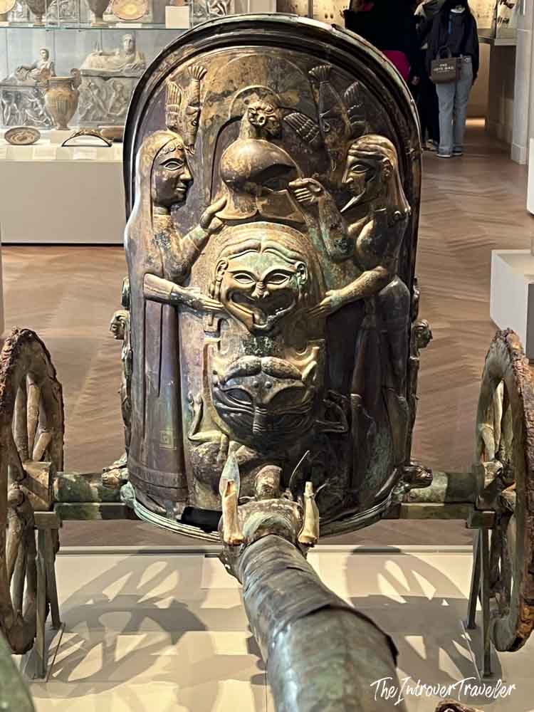 Etruscan bronze chariot with figured reliefs, Greek and Roman galleries at the Metropolitan Museum of Art