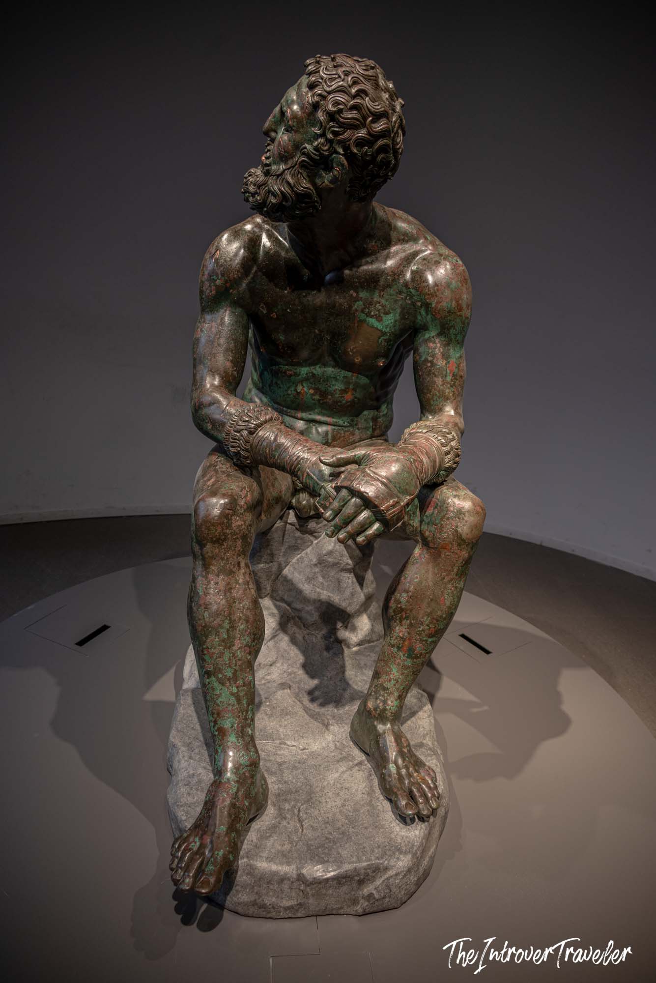 Boxer at Rest, ancient Greek bronze sculpture displayed at Palazzo Massimo, Rome