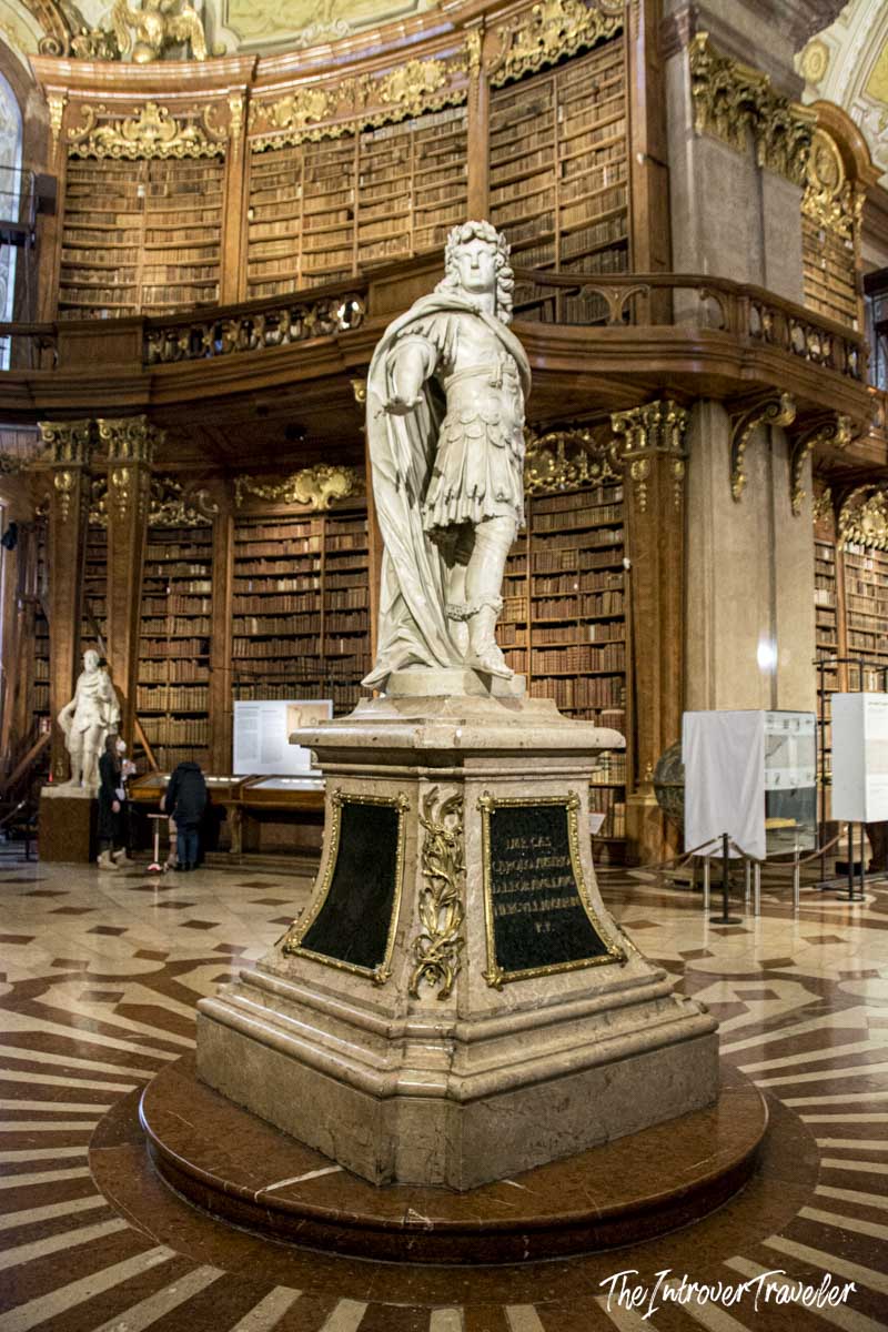 Marble statue of Emperor Charles VI in the State Hall of the Austrian National Library, Vienna