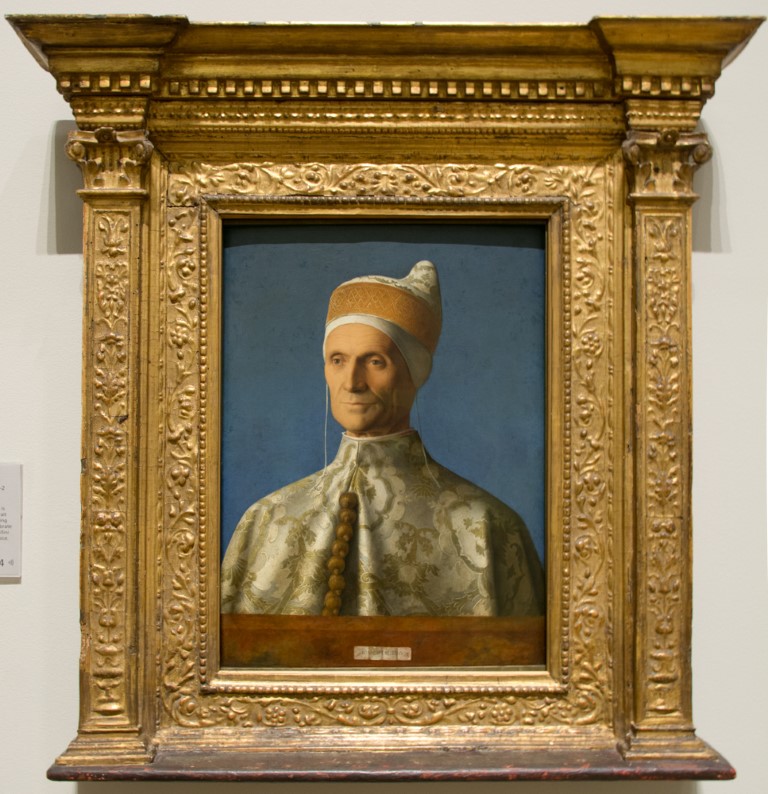 Portrait of Doge Leonardo Loredan by Giovanni Bellini, on display at the National Gallery London