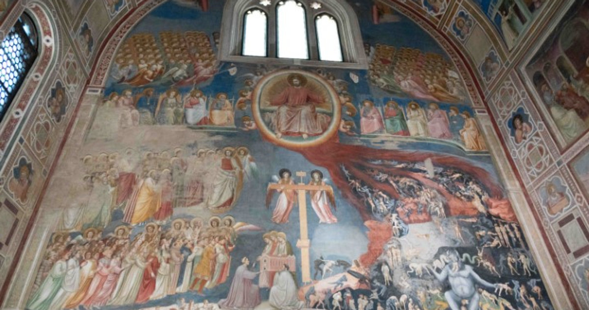 Last Judgment fresco by Giotto, covering the entrance wall of the Scrovegni Chapel in Padua