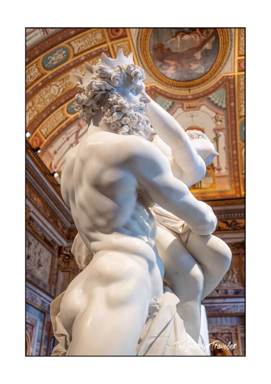Bernini's Pluto and Proserpina, rear view showing muscular detail, Borghese Gallery Rome