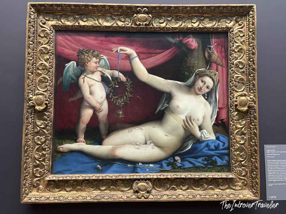 Venus and Cupid by Lorenzo Lotto, Renaissance oil painting displayed at the Met in New York
