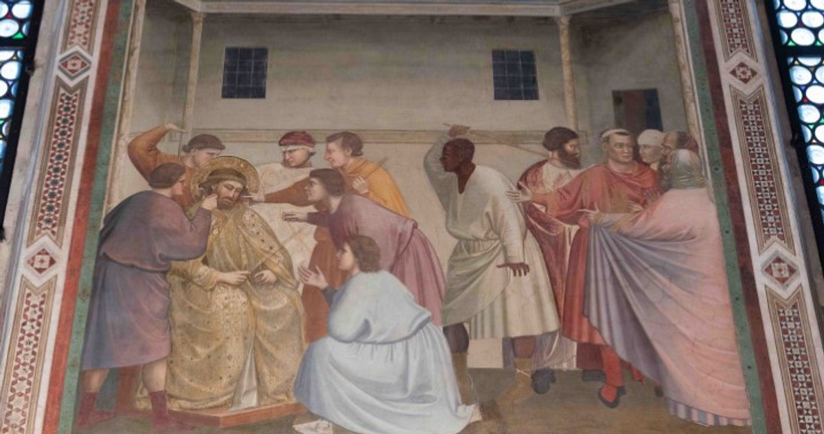 Giotto's fresco of Christ mocked, a key scene in the Scrovegni Chapel cycle in Padua