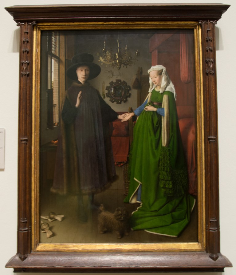 The Arnolfini Portrait by Jan van Eyck, on display at the National Gallery in London