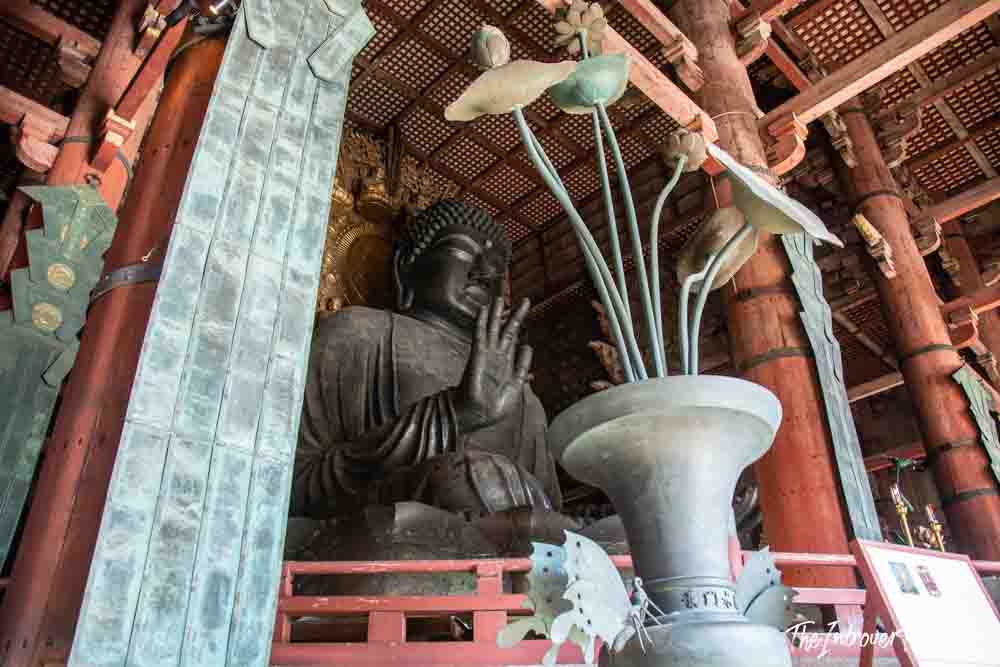 Todaiji Temple Great Buddha (Daibutsu), giant bronze statue inside the wooden hall in Nara, Japan