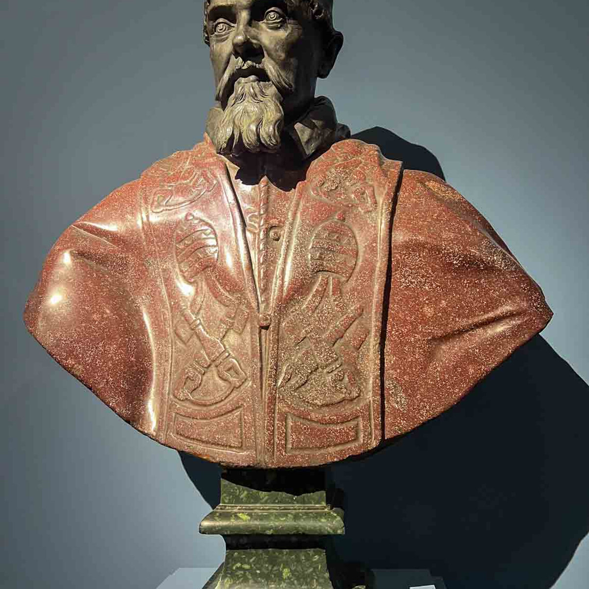 Bronze and porphyry bust of Pope Urban VIII by Bernini, on display at Palazzo Barberini