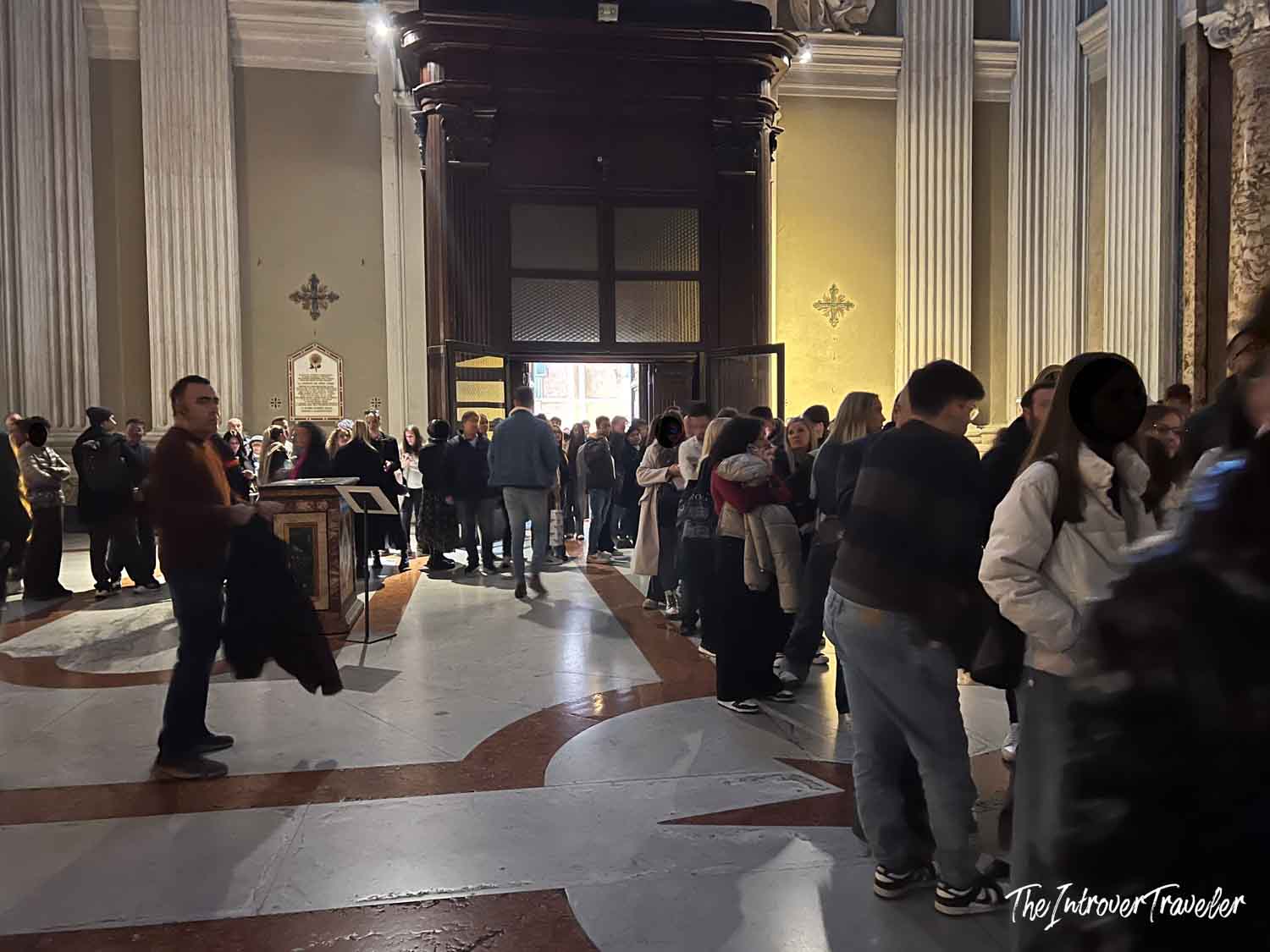 Crowds of tourists packed into the entrance of Sant'Ignazio church in Rome