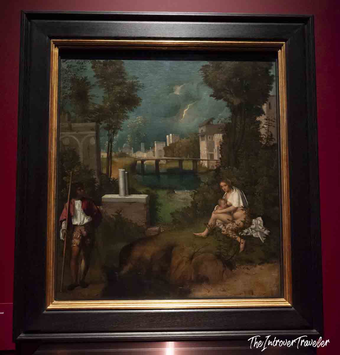 The Tempest by Giorgione, a Renaissance masterpiece on display at the Accademia Gallery in Venice