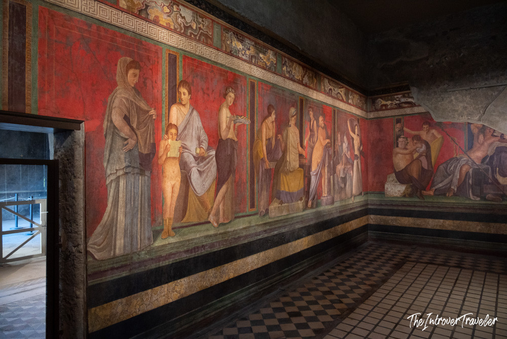 Dionysiac Mystery Frieze frescoes inside the Villa of the Mysteries, Pompeii