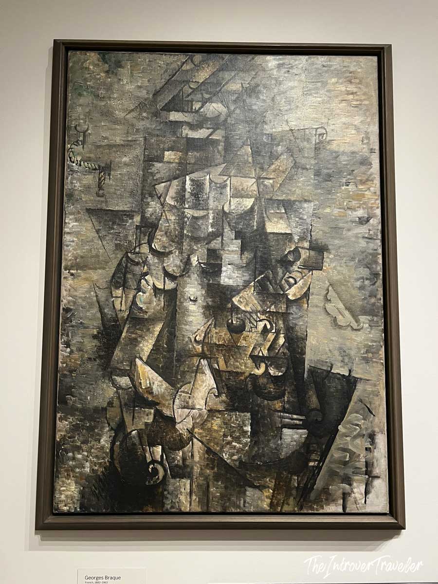 Analytic Cubist painting by Georges Braque (French, 1882-1963) displayed at MoMA New York