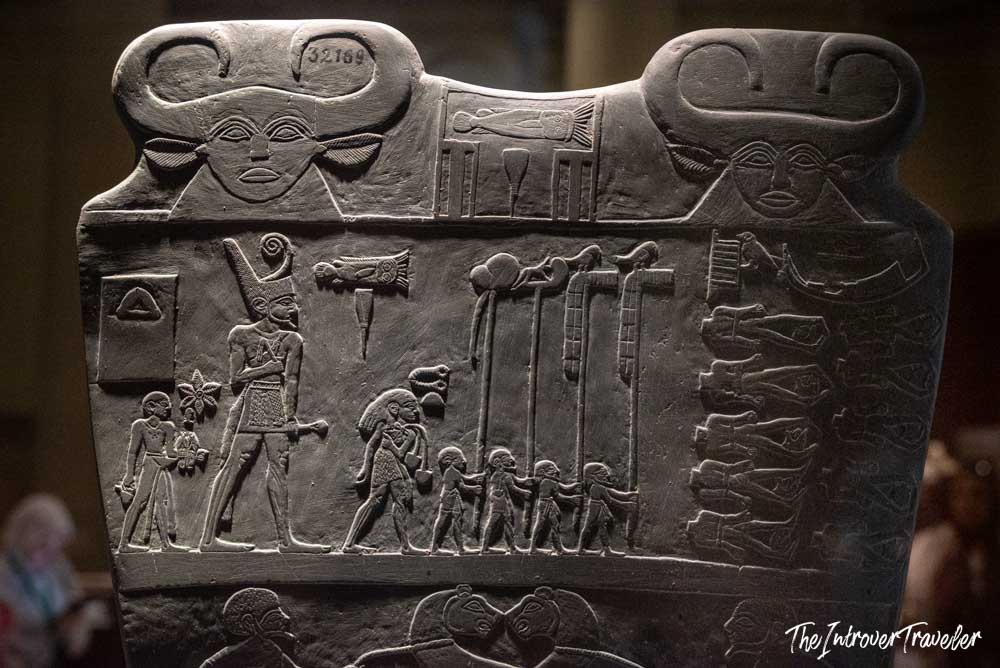 Narmer Palette detail showing King Narmer and carved hieroglyphic scenes, Egyptian Museum Cairo