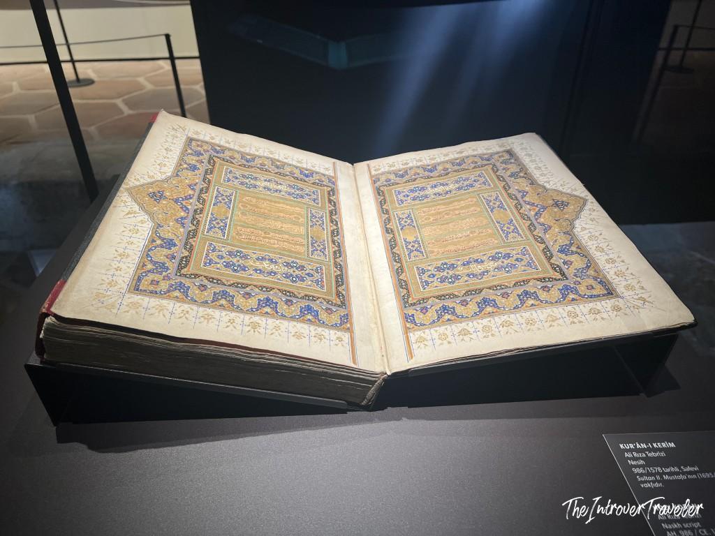 Illuminated Quran manuscript by Ali Riza Tabrizi, 1578, on display at Topkapi Palace Istanbul