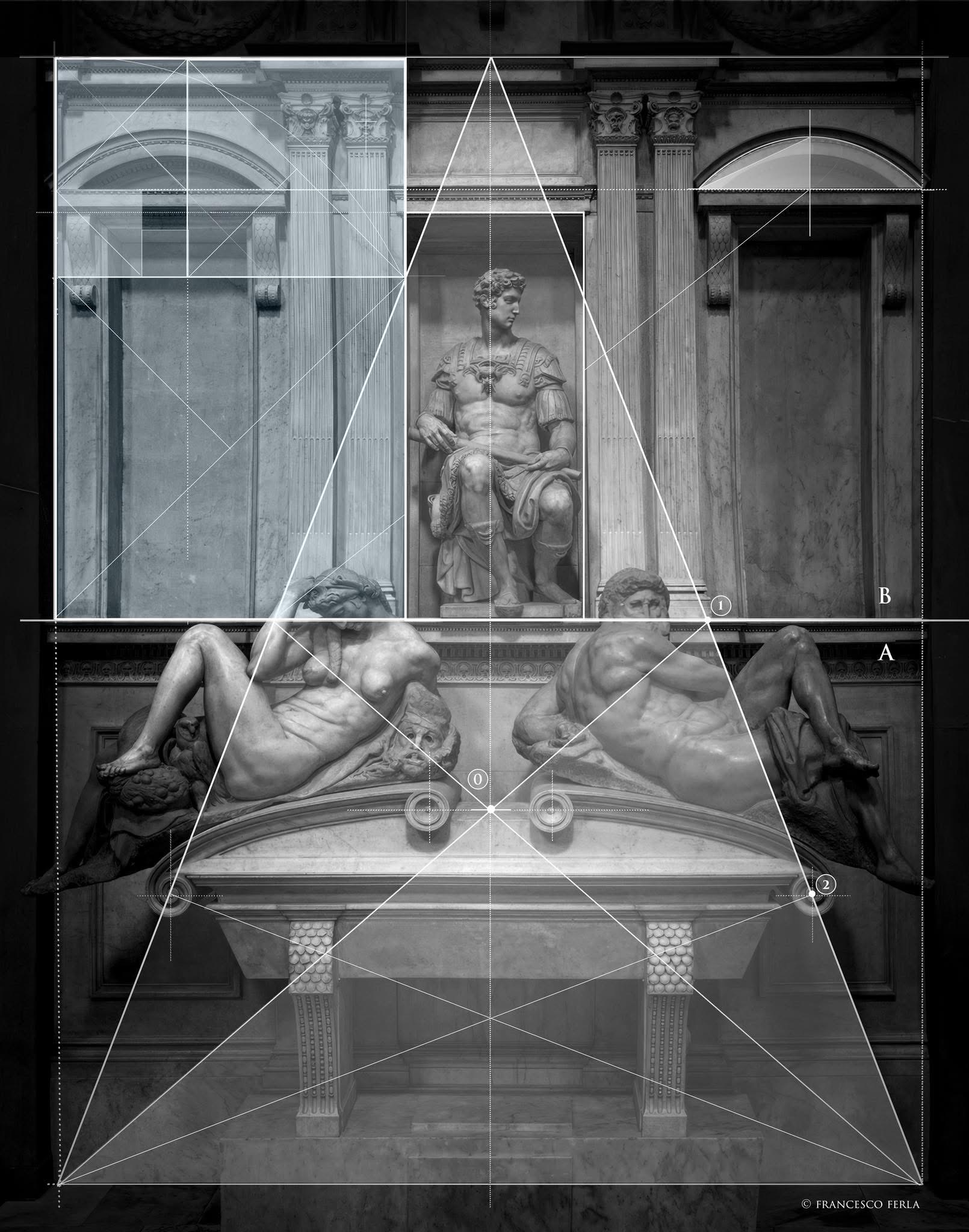 Geometric analysis of Michelangelo's Tomb of Giuliano de Medici by Francesco Ferla, New Sacristy Florence
