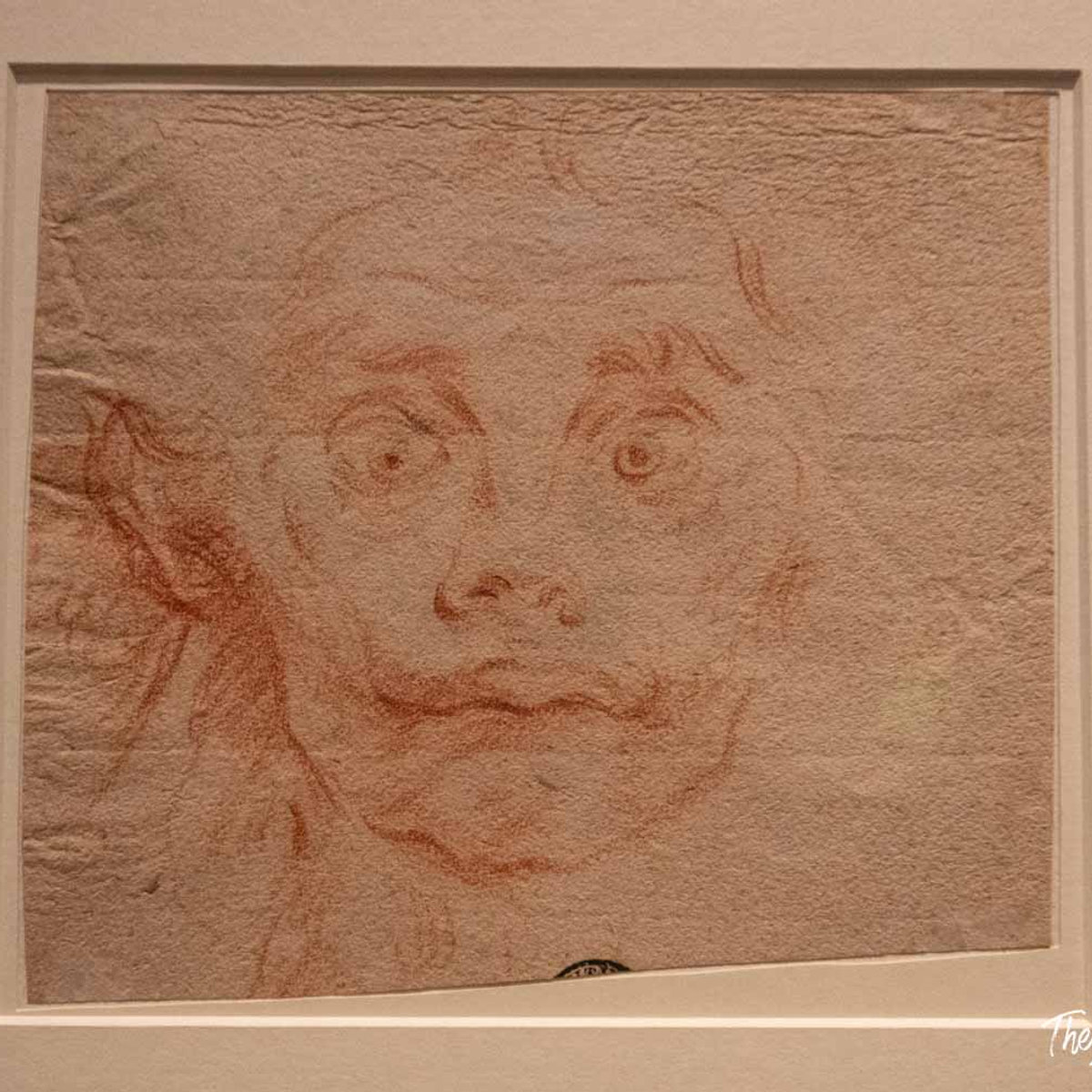 Red chalk caricature drawing by Bernini on display at the Palazzo Barberini exhibition