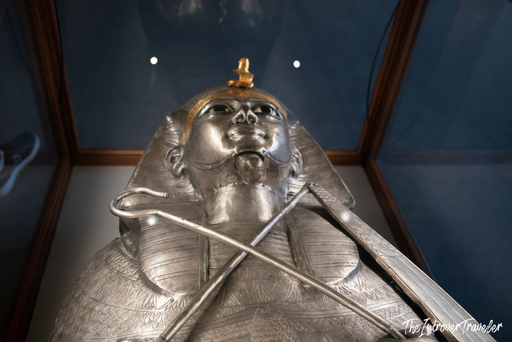 Silver coffin of Psusennes I with gold headdress, Egyptian Museum Cairo