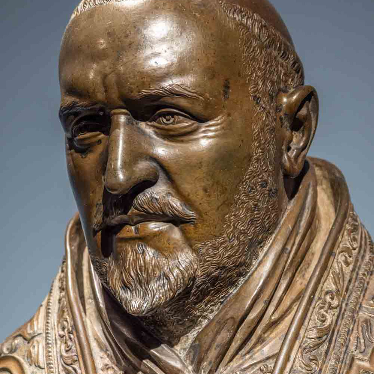 Bronze bust of Pope Urban VIII by Bernini, showcasing Baroque portrait sculpture at Palazzo Barberini