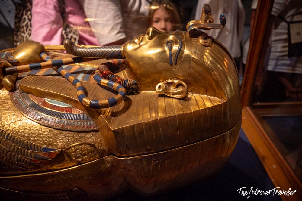 Tutankhamun's solid gold innermost coffin displayed at the Egyptian Museum in Cairo
