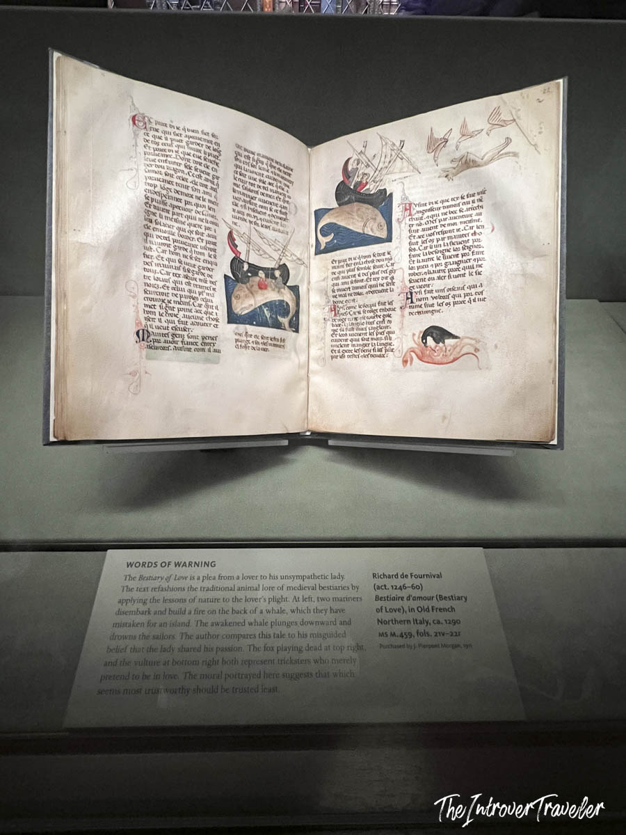 Richard de Fournival Bestiaire d'amour manuscript, ca. 1290, on display at the Morgan Library New York