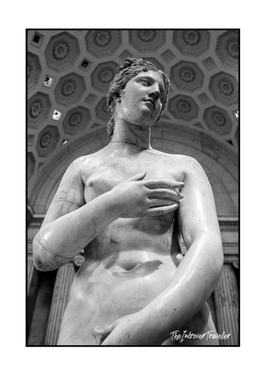 Classical marble Venus figure in the Greco-Roman galleries of the Metropolitan Museum of Art, New York