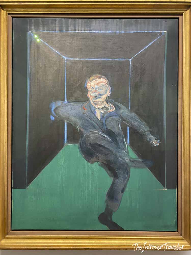 Francis Bacon distorted figure painting in a gold frame at the Albertina Museum, Vienna