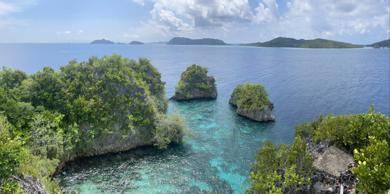Turquoise lagoon and karst limestone islets of Raja Ampat, West Papua, Indonesia