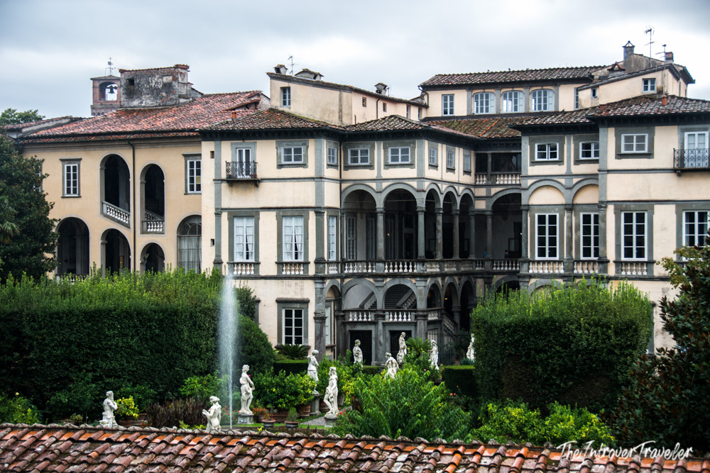 Palazzo Pfanner in Lucca, with its baroque garden, statues, and fountain
