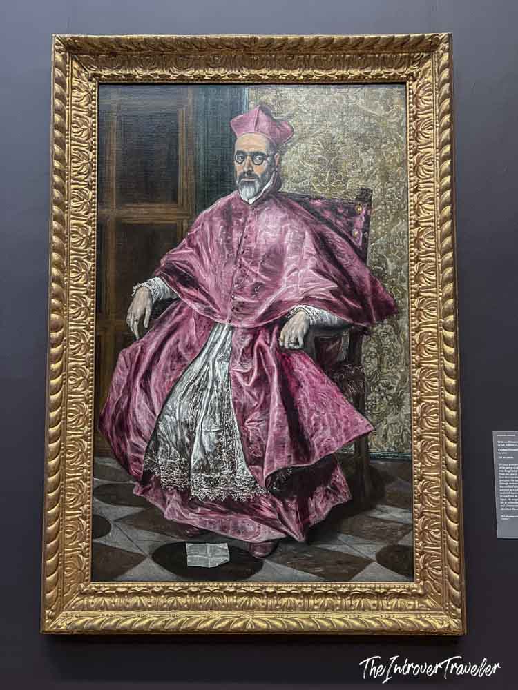 Portrait of a Cardinal by El Greco, displayed in a gold frame at the Met in New York
