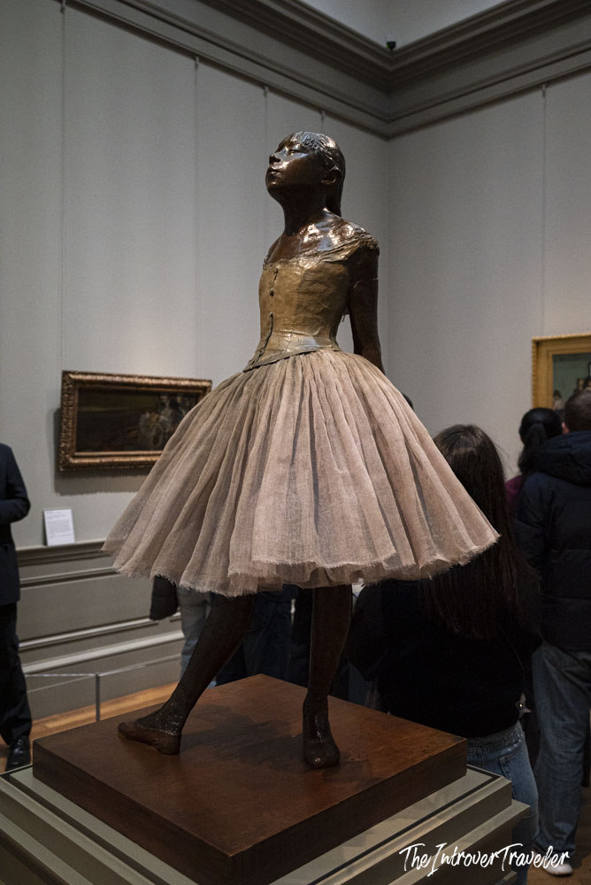 Degas Little Dancer Aged Fourteen bronze sculpture with tutu at the Metropolitan Museum of Art