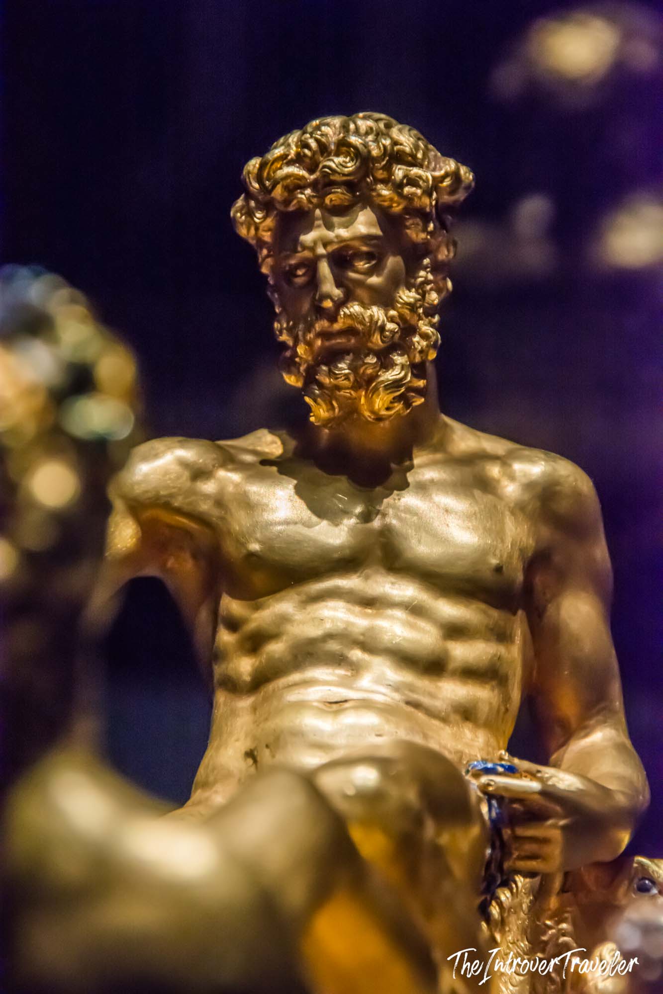 Gold figure of Neptune on Cellini's Saliera, the famous salt cellar made for Francis I of France