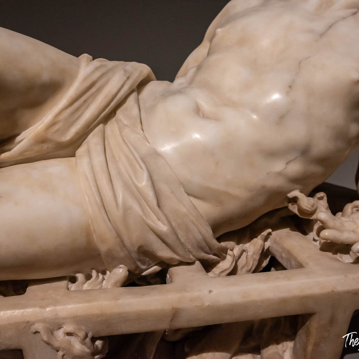Close-up of Bernini's marble sculpting detail, showcasing his mastery of texture and drapery at Palazzo Barberini