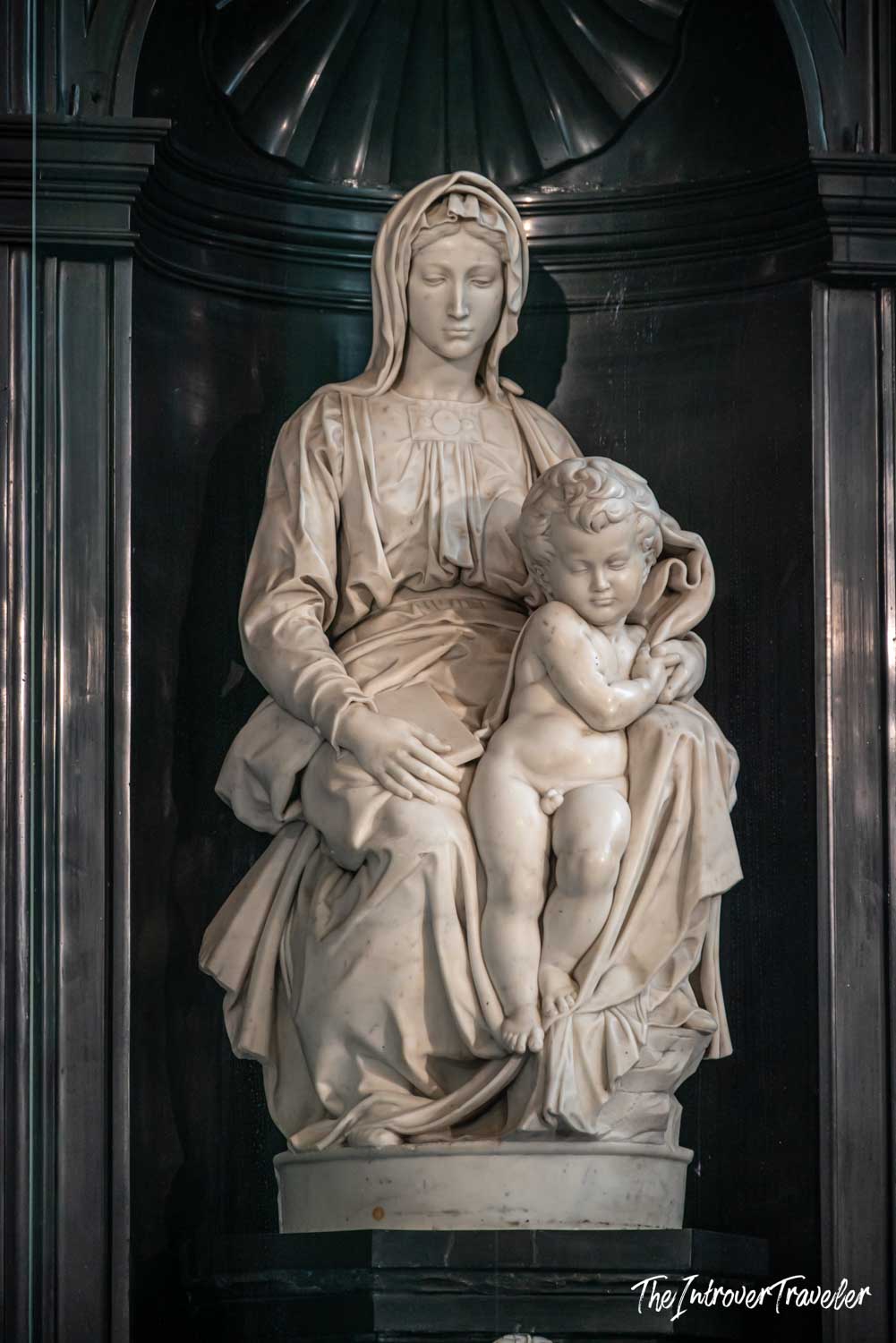 Michelangelo's Madonna of Bruges, marble sculpture in the Church of Our Lady, Bruges