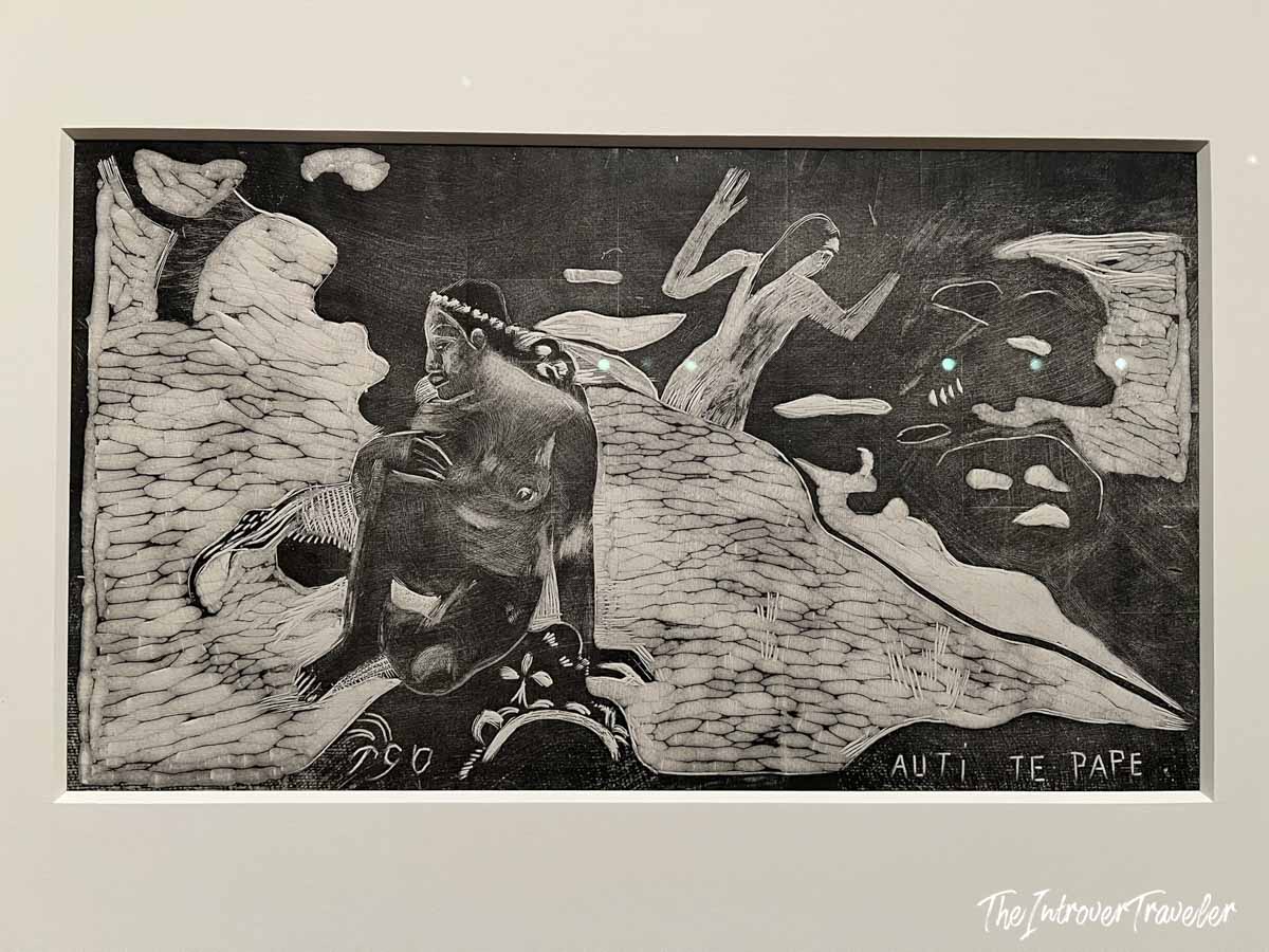 Auti Te Pape woodcut print by Paul Gauguin, displayed at MoMA New York