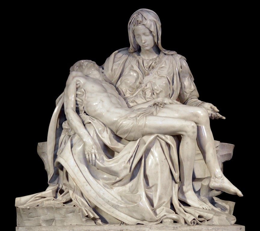 Michelangelo's Pieta, marble sculpture of Virgin Mary holding Christ, housed in St. Peter's Basilica