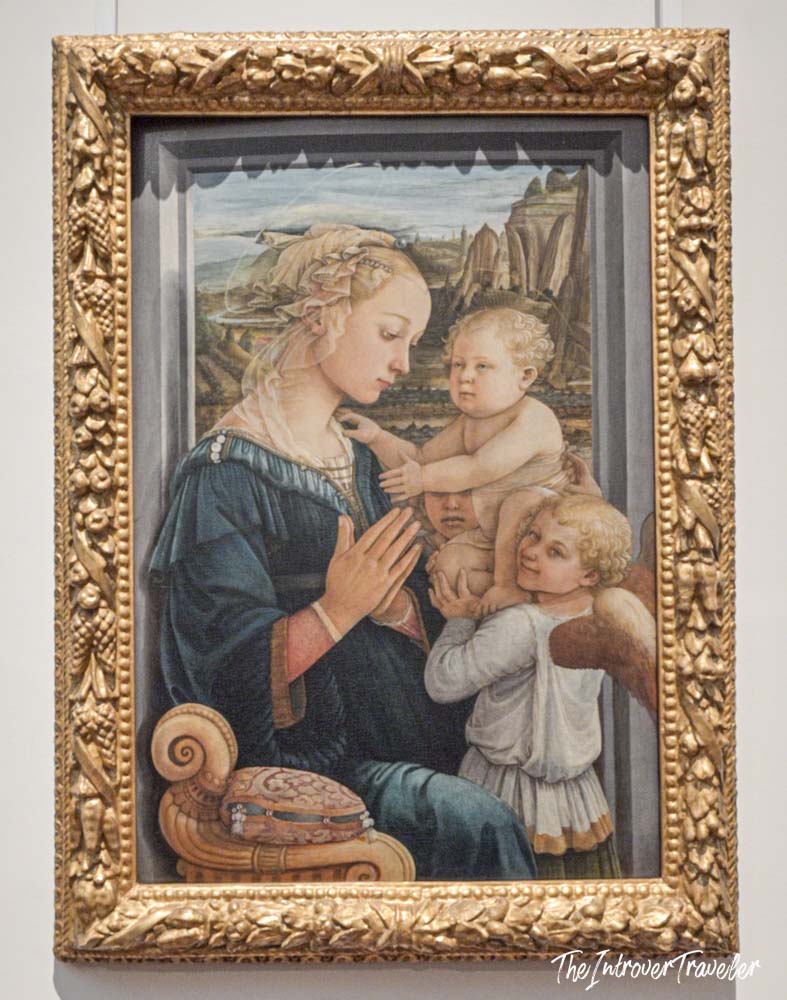 Madonna and Child with Two Angels by Filippo Lippi, displayed at the Uffizi Gallery Florence