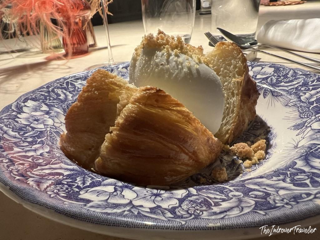 Flaky puff pastry dessert with vanilla ice cream at Trattoria Da Lucio, Rimini
