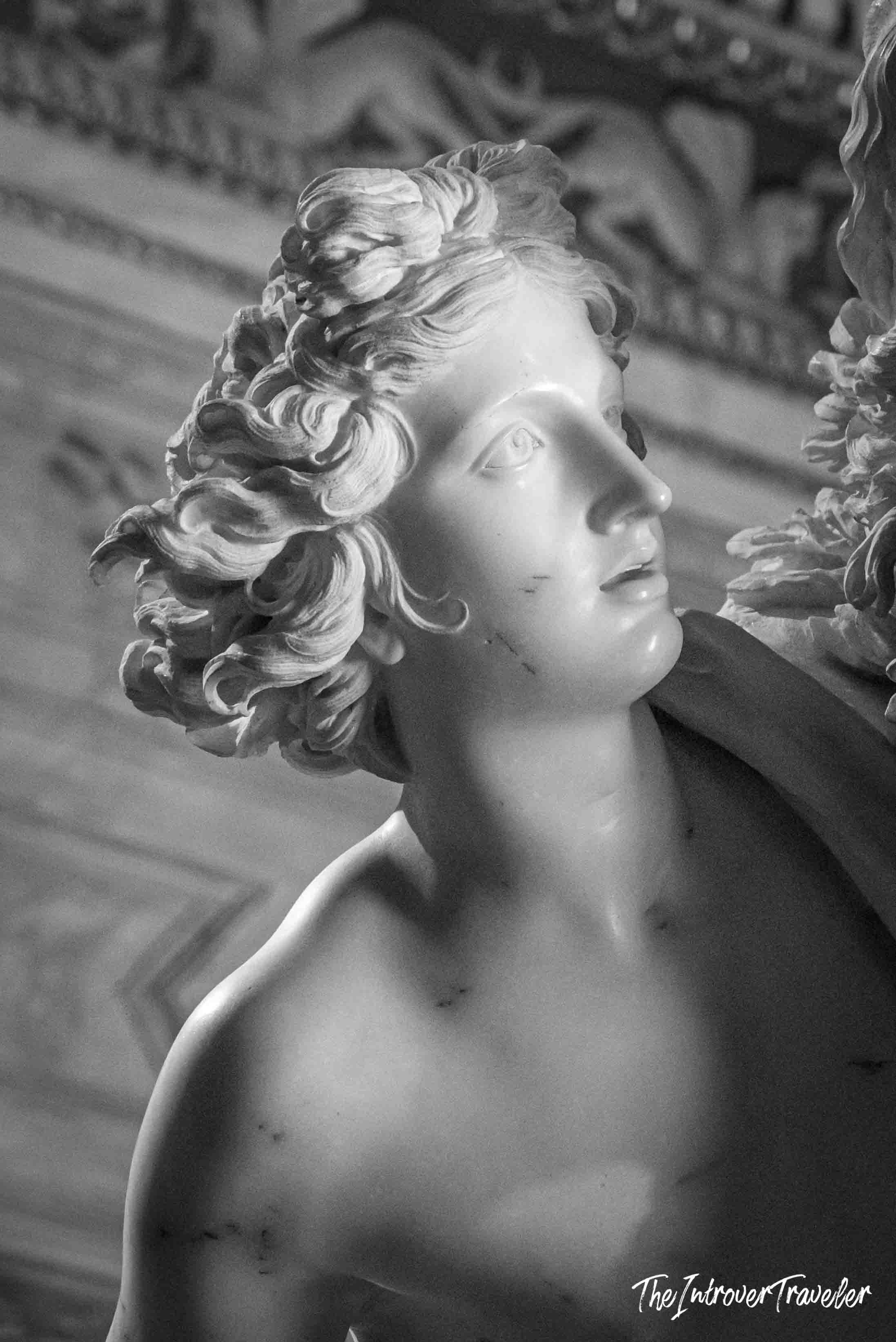 Close-up of Apollo's face in Bernini's Apollo and Daphne, Borghese Gallery, Rome