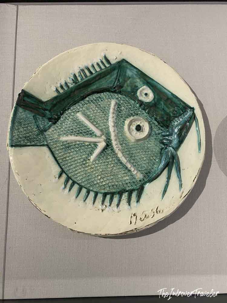 Picasso ceramic fish plate dated 1956, on display at the Albertina Museum Vienna
