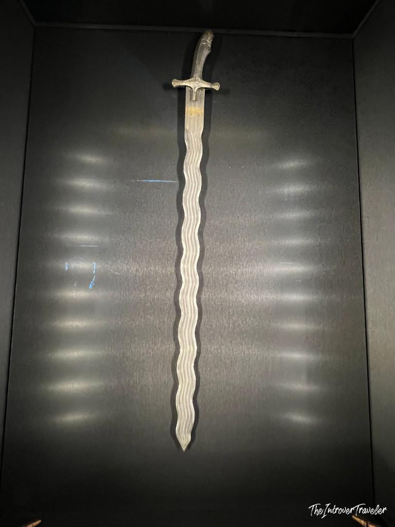 Ancient wavy-bladed kris sword on display at Topkapi Palace museum, Istanbul