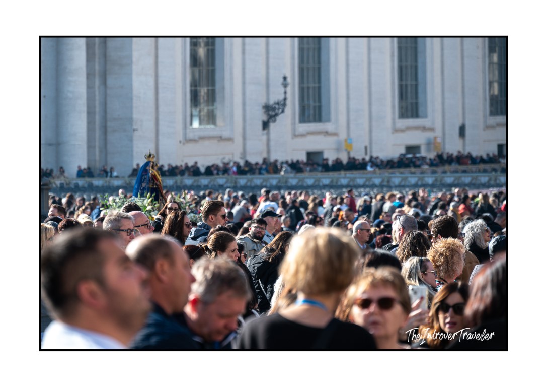 Large crowd gathered in St. Peter's Square, Vatican, for the Sunday Angelus prayer with the Pope