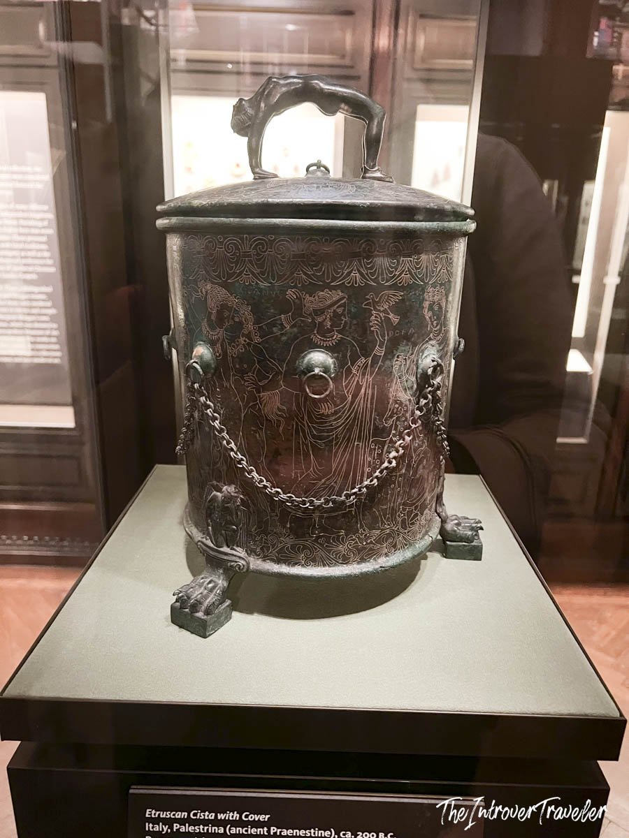 Etruscan Cista with Cover, ca. 200 B.C. from Palestrina, on display at the Morgan Library New York