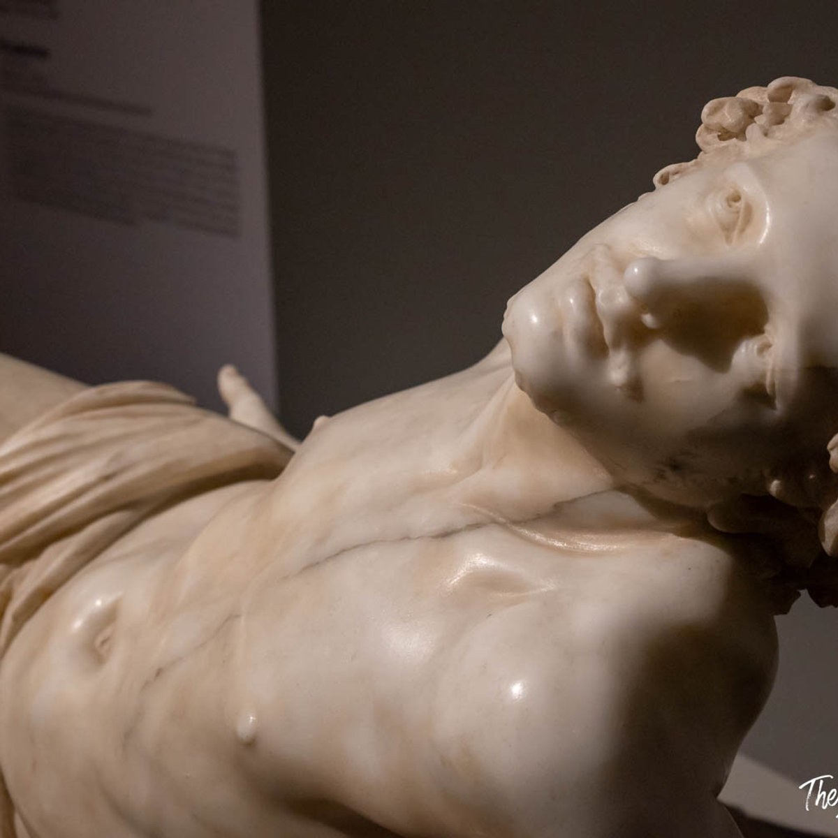 Close-up of a reclining marble figure, a Bernini baroque sculpture at the Palazzo Barberini exhibition
