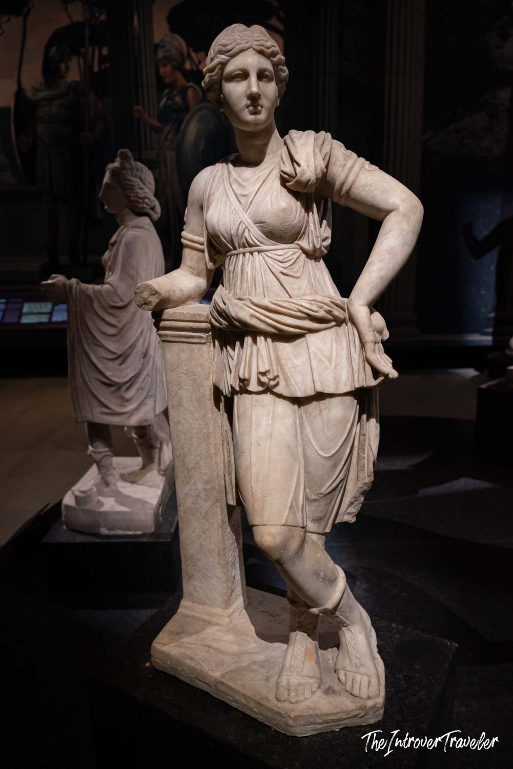 Ancient Roman marble statue of a female deity on display at the Istanbul Archaeological Museum